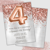 Invitation Rose Gold Silver 4e anniversaire de fête Invitatio