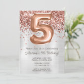 Invitation Rose Gold Silver 5e anniversaire de fête Invitatio (Debout devant)
