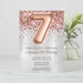Invitation Rose Gold Silver 7e anniversaire de fête Invitatio (Debout devant)