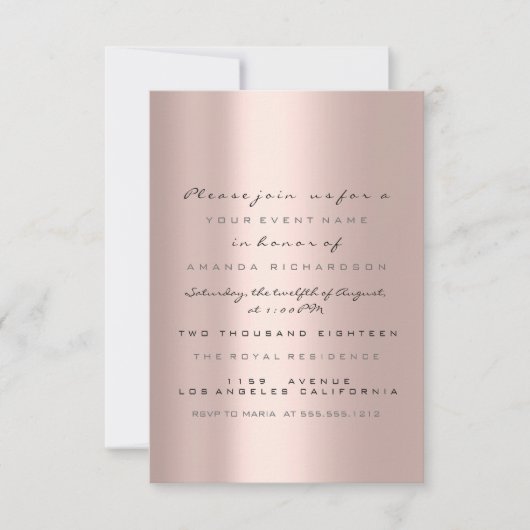 Invitation Rose Gold Simple Blush pour un 16ème anniversaire  (Devant)