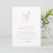 Invitation Rose Gold Simple Cherry Blooming Blossoms Monogram (Debout devant)