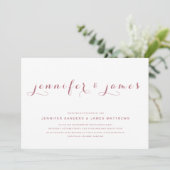 Invitation Rose Gold Simple Élégant Script Moderne Mariage (Debout devant)
