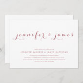 Invitation Rose Gold Simple Élégant Script Moderne Mariage (Devant / Derrière)