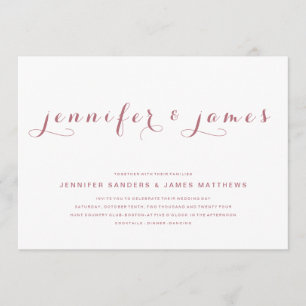 Invitation Rose Gold Simple Élégant Script Moderne Mariage