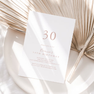 Invitation Rose Gold Simple Minimaliste 30ème anniversaire fê