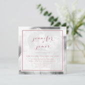 Invitation Rose Gold Simple Script Modern Photo Mariage (Debout devant)