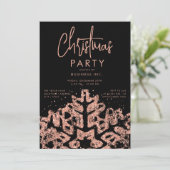 Invitation Rose Gold Snowflake Entreprise Noël Noir (Debout devant)
