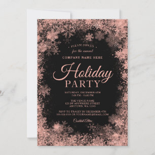Invitation Rose Gold Snowflake Noël Entreprise