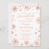 Invitation Rose Gold Snowflakes fête d'anniversaire (Devant)