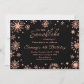 Invitation Rose Gold Snowflakes fête d'anniversaire (Devant)