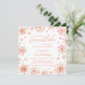 Invitation Rose Gold Snowflakes fête d'anniversaire (Debout devant)