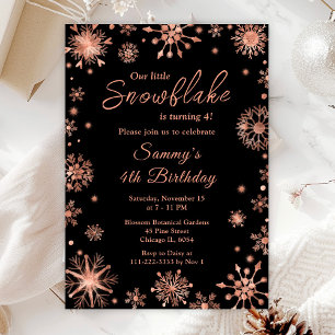 Invitation Rose Gold Snowflakes fête d'anniversaire