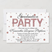 Invitation Rose Gold Sparkle Confetti Graduation Party (Devant)