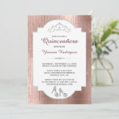 Invitation Rose Gold Sparkle Diamond Tiara Quinceañera (Debout devant)