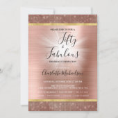 Invitation Rose Gold Sparkle Glam Cinquante et fabuleux Anniv (Devant)