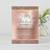 Invitation Rose Gold Sparkle Glam Cinquante et fabuleux Anniv (Debout devant)