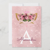 Invitation Rose Gold Sparkle Kitten Fille fête d'anniversaire (Devant)