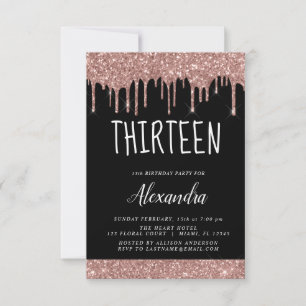 Invitation Rose Gold Sparkle Parties scintillant 13e Treize A