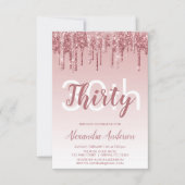 Invitation Rose Gold Sparkle Parties scintillant 30e fête d'a (Devant)