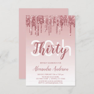 Invitation Rose Gold Sparkle Parties scintillant 30e fête d'a