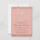 Invitation Rose Gold Sparkle Parties scintillant 40e fête d'a (Dos)