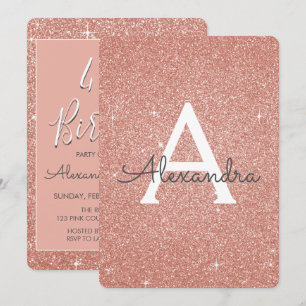 Invitation Rose Gold Sparkle Parties scintillant 40e fête d'a