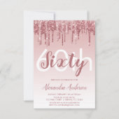 Invitation Rose Gold Sparkle Parties scintillant 60e fête d'a (Devant)