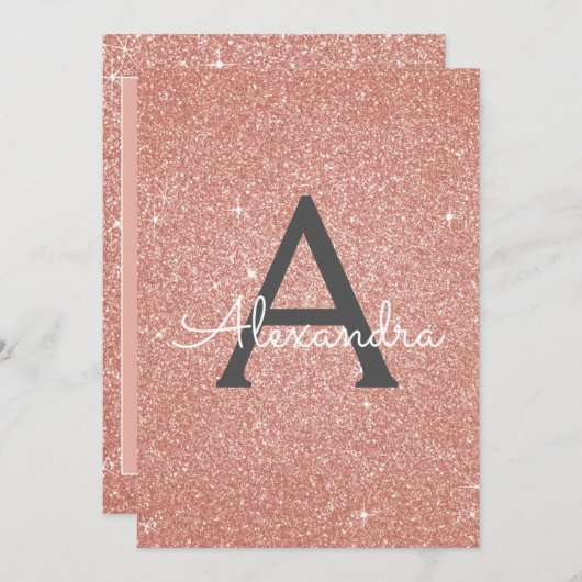 Invitation Rose Gold Sparkle Parties scintillant Baby shower (Devant / Derrière)