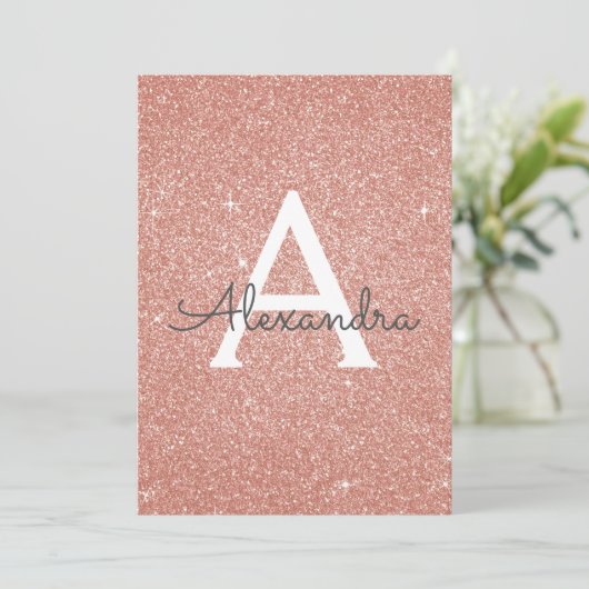 Invitation Rose Gold Sparkle Parties scintillant Baby Sprinkl (Debout devant)