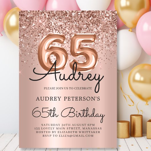 Invitation Rose Gold Sparkle Parties scintillant Balloon 65e