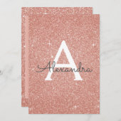 Invitation Rose Gold Sparkle Parties scintillant Baptême Invi (Devant / Derrière)