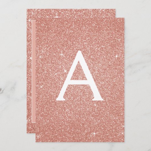 Invitation Rose Gold Sparkle Parties scintillant Baptême Invi (Devant / Derrière)