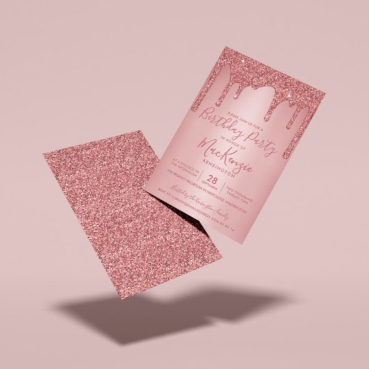 Invitation Rose Gold Sparkle Parties scintillant Drives Chaqu
