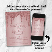 Invitation Rose Gold Sparkle Parties scintillant Drives Chaqu