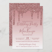 Invitation Rose Gold Sparkle Parties scintillant Drives Chaqu (Devant / Derrière)