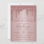 Invitation Rose Gold Sparkle Parties scintillant Drives Gradu (Devant)