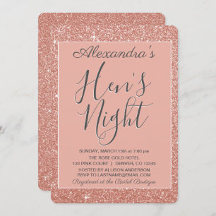 Invitation Rose Gold Sparkle Parties scintillant Hen's Night 