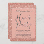 Invitation Rose Gold Sparkle Parties scintillant Hen's Party (Devant / Derrière)