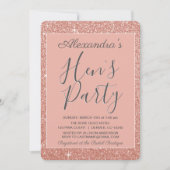 Invitation Rose Gold Sparkle Parties scintillant Hen's Party (Devant)