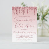 Invitation Rose Gold Sparkle Parties scintillant Quinceanera (Debout devant)