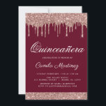 Invitation Rose Gold Sparkle Parties scintillant Quinceañera<br><div class="desc">Blush Pink - Rose Gold et Bourgogne Marsala Sparkly Dripping Parties scintillant Quinceañera Célébration 15ème anniversaire de fête Invitation. C'est l'élégante Quinceañera Celebration Invitation pour une Rose moderne or et Blush  rose Parties scintillant étincelante fille quinzième (quinze) fête d'anniversaire. Veuillez contacter le concepteur pour les articles customisés correspondants.</div>