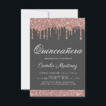 Invitation Rose Gold Sparkle Parties scintillant Quinceañera<br><div class="desc">Blush Pink - Rose Gold et Gris de Charbon Parties scintillant à gouttes étincelantes Quinceañera Célébration 15e anniversaire de fête Invitation. C'est l'élégante Quinceañera Celebration Invitation pour une Rose moderne or et Blush rose Parties scintillant étincelante fille quinzième (quinze) fête d'anniversaire. Veuillez contacter le concepteur pour les articles customisés correspondants....</div>