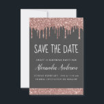 Invitation Rose Gold Sparkle Parties scintillant Sweet 16 Enr<br><div class="desc">Rose Gold - Blush Pink and Grey Sweet sixteen de Parties scintillant à goutte - 16 Fête d'anniversaire de la fille Enregistrer la date Invitation. Cette invitation est parfaite pour la Parties scintillant Rose Gold Sparkle Sweet 16th Birthday Party qui cherche à célébrer en Rose Rose Gold.</div>