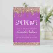 Invitation Rose Gold Sparkle Parties scintillant Sweet 16 Enr (Debout devant)