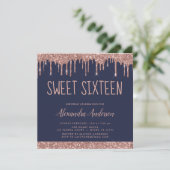Invitation Rose Gold Sparkle Parties scintillant Sweet sixtee (Debout devant)