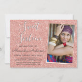 Invitation Rose Gold Sparkle Parties scintillant Sweet sixtee (Devant)