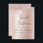 Invitation Rose Gold Sparkle Parties scintillant Sweet sixtee<br><div class="desc">Rose Bleu - Rose Gold Sparkly Dripping Parties scintillant Sweet 16 Anniversaire Invitation de fête. C'est la parfaite chic luxe Sweet sixteen Anniversaire Invitation pour une Fête d'Anniversaire de Foil Rose Metallic moderne et élégant or et rose vif Parties scintillant Fille Étincelante Fête d'Anniversaire. Veuillez contacter le concepteur pour les...</div>