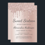 Invitation Rose Gold Sparkle Parties scintillant Sweet sixtee<br><div class="desc">Rose Bleu - Rose Gold Sparkly Dripping Parties scintillant Sweet 16 Anniversaire Invitation de fête. C'est la parfaite Invitation d'anniversaire de Sweet sixteen pour une Parties scintillant d'or Rose moderne et rose vif Ombre  Fille étincelante fête d'anniversaire. Veuillez contacter le concepteur pour les articles customisés correspondants.</div>