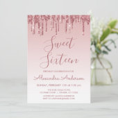 Invitation Rose Gold Sparkle Parties scintillant Sweet sixtee (Debout devant)