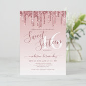 Invitation Rose Gold Sparkle Parties scintillant Sweet sixtee (Debout devant)